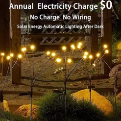 2/4 Packs Solar Firefly Lights Outdoor Waterproof Two Modes of Persistent Light and Flashing 6/8/10 Heads Warm White White Multi Color