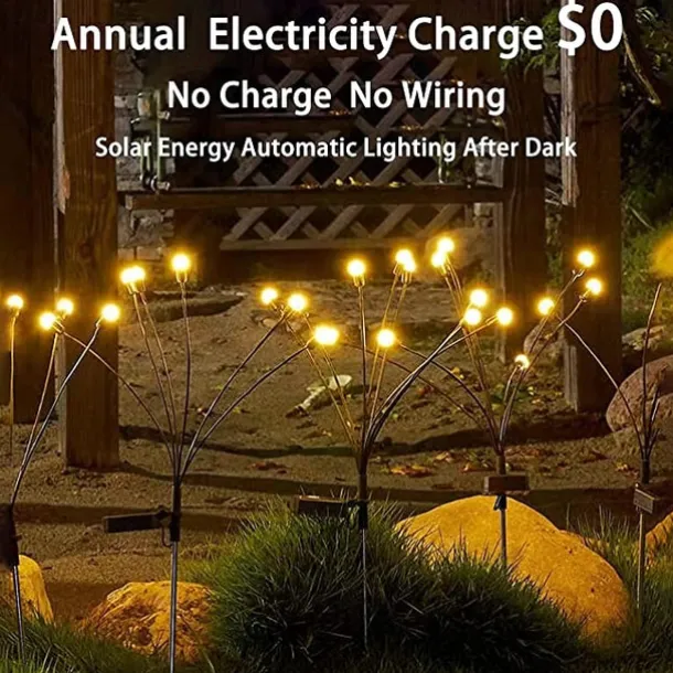 2/4 Packs Solar Firefly Lights Outdoor Waterproof Two Modes of Persistent Light and Flashing 6/8/10 Heads Warm White White Multi Color