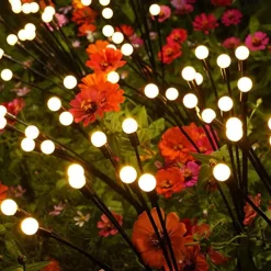 2/4 Packs Solar Firefly Lights Outdoor Waterproof Two Modes of Persistent Light and Flashing 6/8/10 Heads Warm White White Multi Color