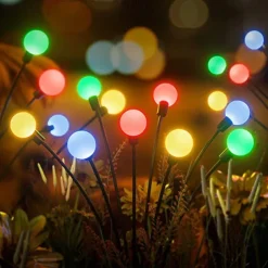 2/4 Packs Solar Firefly Lights Outdoor Waterproof Two Modes of Persistent Light and Flashing 6/8/10 Heads Warm White White Multi Color