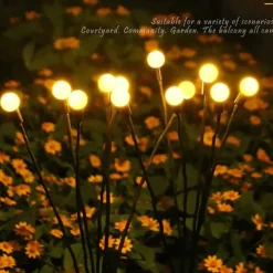 2/4 Packs Solar Firefly Lights Outdoor Waterproof Two Modes of Persistent Light and Flashing 6/8/10 Heads Warm White White Multi Color