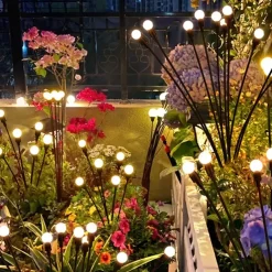 2/4 Packs Solar Firefly Lights Outdoor Waterproof Two Modes of Persistent Light and Flashing 6/8/10 Heads Warm White White Multi Color