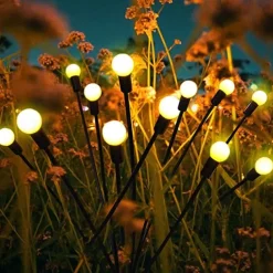 2/4 Packs Solar Firefly Lights Outdoor Waterproof Two Modes of Persistent Light and Flashing 6/8/10 Heads Warm White White Multi Color