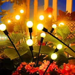 2/4 Packs Solar Firefly Lights Outdoor Waterproof Two Modes of Persistent Light and Flashing 6/8/10 Heads Warm White White Multi Color