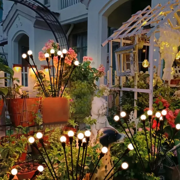 2/4 Packs Solar Firefly Lights Outdoor Waterproof Two Modes of Persistent Light and Flashing 6/8/10 Heads Warm White White Multi Color