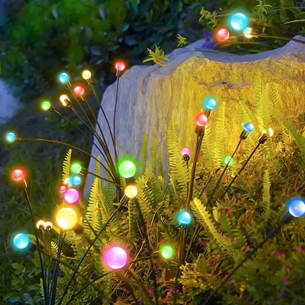 2/4 Packs Solar Firefly Lights Outdoor Waterproof Two Modes of Persistent Light and Flashing 6/8/10 Heads Warm White White Multi Color