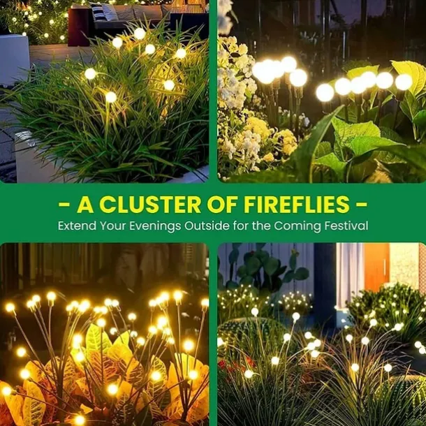 2/4 Packs Solar Firefly Lights Outdoor Waterproof Two Modes of Persistent Light and Flashing 6/8/10 Heads Warm White White Multi Color