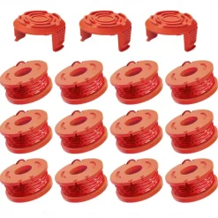 15 Packs Trimmer Spool Line For Worx Replacement Trimmer Spool Line For Worx Trimmer Line Refills 0.065 Inches For Worx Suitable For Worx String Trimmers (12 Packs Grass Trimmer Line 3 Trimmer Cap