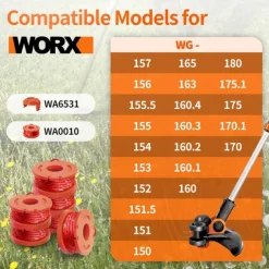 15 Packs Trimmer Spool Line For Worx Replacement Trimmer Spool Line For Worx Trimmer Line Refills 0.065 Inches For Worx Suitable For Worx String Trimmers (12 Packs Grass Trimmer Line 3 Trimmer Cap