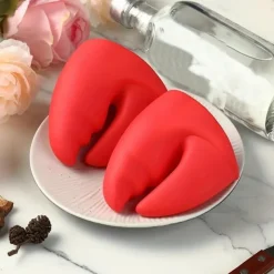 1 Pair Anti-Scald Pot Holders, Red Silicone Oven Glove Set, Lobster Claw Oven Gloves, Red Crab Oven Glove, Non-Slip Silicone Oven Gloves, Kitchen Safe Cooking Gloves For Oven