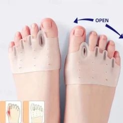 1 Pair Hallux Valgus Corrector, Toe Separators Toe Spacers Split Toe Device, Five Toes Forefoot Pad, Silicone Wearable Shoes for Women