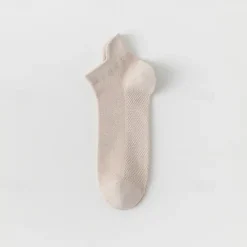 1 Pair Men's Simple Breathable Mesh Short Socks, Thin Basketball Sports Socks, Summer, Solid Color