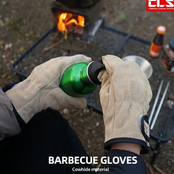 1 Pair of Outdoor Camping Picnic BBQ Gloves Heat Resistant Durable Non-Slip Gloves for Grilling Cooking and Outdoor Activities Protective Gloves for Handling Hot Items and BBQ Tools