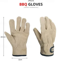 1 Pair of Outdoor Camping Picnic BBQ Gloves Heat Resistant Durable Non-Slip Gloves for Grilling Cooking and Outdoor Activities Protective Gloves for Handling Hot Items and BBQ Tools