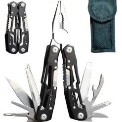 1 Pair Of Stainless Steel Folding Pliers With Screwdriver, Saw, Knife, Bottle Opener For Camping, Tactical, Household Tools