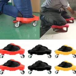 1 Pair Rolling Knee Creeper Pads and Tool Tray with 3 Swivel Casters & Adjustable Strap Full 360 Degree Turn Capability for Home Workshop Auto Repairing Maintaining