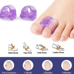 1 Pair Toe Spacers for Men and Women Purple Gel Toe Separators for Curled and Overlapping Toes Bunions Hammer Toe Straightener Big and Second Toe Spreader