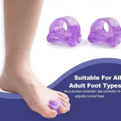 1 Pair Toe Spacers for Men and Women Purple Gel Toe Separators for Curled and Overlapping Toes Bunions Hammer Toe Straightener Big and Second Toe Spreader
