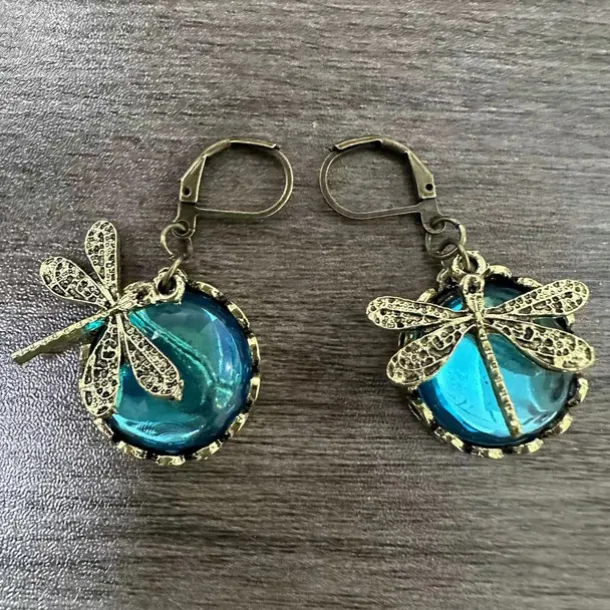 1 Pair Vintage Dragonfly Green Crystal Dangle Earrings, Boho Earrings, Jewelry Packs, Mother's Day Gifts, Birthday Gifts, Holiday Gifts, Woman Girl Gifts, Party Favors