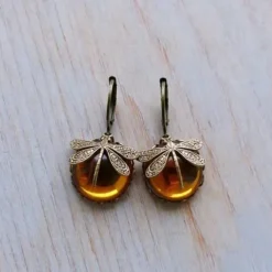 1 Pair Vintage Dragonfly Green Crystal Dangle Earrings, Boho Earrings, Jewelry Packs, Mother's Day Gifts, Birthday Gifts, Holiday Gifts, Woman Girl Gifts, Party Favors