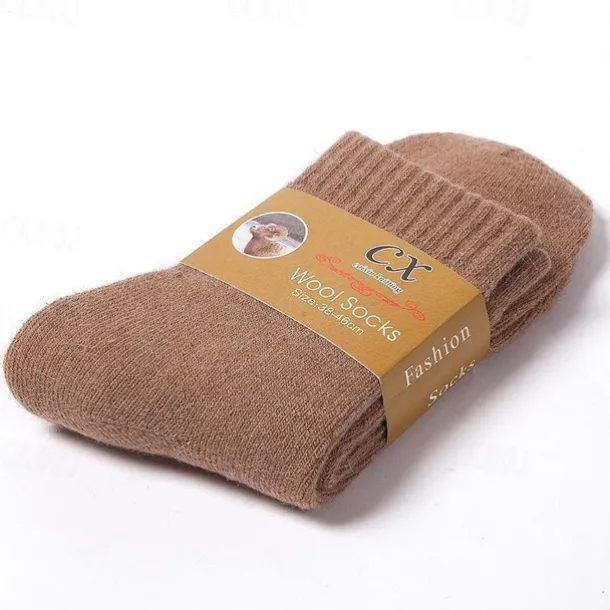 5 pairs of super thick wool socks winter men and women warm wool socks thickened plus velvet towel socks solid color terry socks