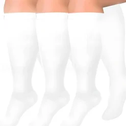 3 Pairs Plus Size Compression Socks for Women & Men, 15-20mmHg Extra Wide Calf Knee High Stockings for Circulation Support