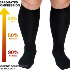 3 Pairs Plus Size Compression Socks for Women & Men, 15-20mmHg Extra Wide Calf Knee High Stockings for Circulation Support