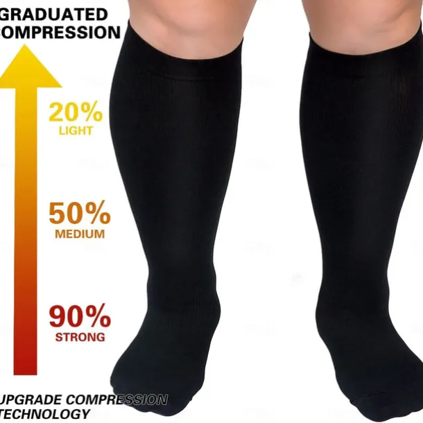3 Pairs Plus Size Compression Socks for Women & Men, 15-20mmHg Extra Wide Calf Knee High Stockings for Circulation Support