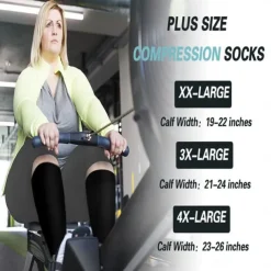 3 Pairs Plus Size Compression Socks for Women & Men, 15-20mmHg Extra Wide Calf Knee High Stockings for Circulation Support