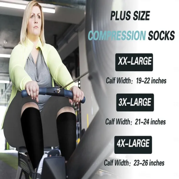 3 Pairs Plus Size Compression Socks for Women & Men, 15-20mmHg Extra Wide Calf Knee High Stockings for Circulation Support
