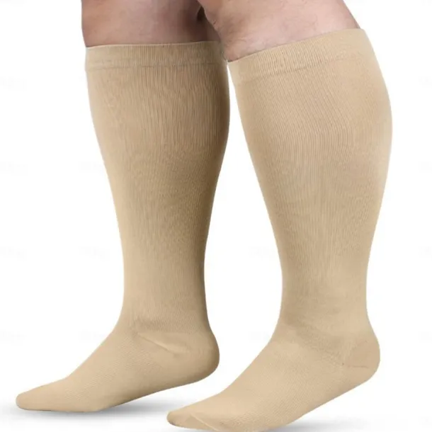 3 Pairs Plus Size Compression Socks for Women & Men, 15-20mmHg Extra Wide Calf Knee High Stockings for Circulation Support