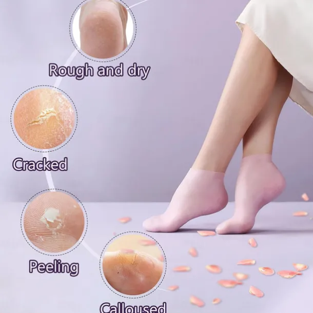 1 pairs Silicone Socks for Dry Cracked Feet, Women's Foot Socks for Moisturizing, one size