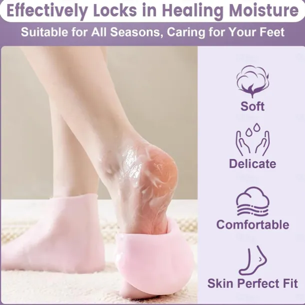 1 pairs Silicone Socks for Dry Cracked Feet, Women's Foot Socks for Moisturizing, one size