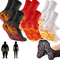 2 pairs Slimming Health Sock Weight Loss Health Sock Hyperthermia Magnetic Self-Heating Socks Foot Massage Thermotherapeutic Sock
