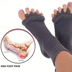 1 Pairs Toeless Yoga Socks, Five-toe Split Socks, Comfy & Breathable Foot Alignment Socks, Non-slip Massage Socks