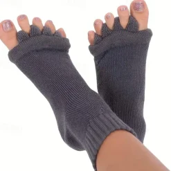 1 Pairs Toeless Yoga Socks, Five-toe Split Socks, Comfy & Breathable Foot Alignment Socks, Non-slip Massage Socks