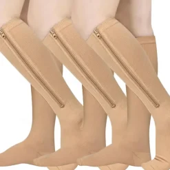 3 Pairs Zipper Compression Socks, 15-20mmHg Neuropathy Socks Bunion Socks Closed Toe Compression Stockings for Men Women，Suit for Running,Nurse,Travel,Cycling,Athletic