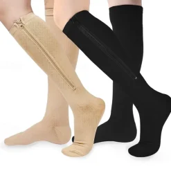 3 Pairs Zipper Compression Socks, 15-20mmHg Neuropathy Socks Bunion Socks Closed Toe Compression Stockings for Men Women，Suit for Running,Nurse,Travel,Cycling,Athletic