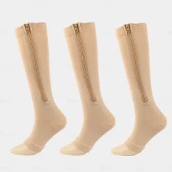 3 Pairs Zipper Compression Socks, 15-20mmHg Neuropathy Socks Bunion Socks Toeless Opened Toe Compression Stockings for Men Women，Suit for Running,Nurse,Travel,Cycling,Athletic