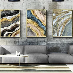 1 Panel Abstract Prints/Posters Luxury Pink Blue Gold Wall Art Modern Picture Home Decor Wall Hanging Gift Rolled Canvas Unframed Unstretched