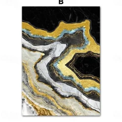 1 Panel Abstract Prints/Posters Luxury Pink Blue Gold Wall Art Modern Picture Home Decor Wall Hanging Gift Rolled Canvas Unframed Unstretched