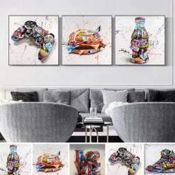 1 Panel Cola Burger Prints Posters Creative Graffiti Street Wall Art Wall Hanging Gift Home Decoration Rolled Canvas No Frame Unframed Unstretched