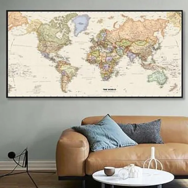 1 Panel Map Prints Posters/Picture Color Map Modern Wall Art Wall Hanging Gift Home Decoration Rolled Canvas No Frame Unframed Unstretched Multiple Size