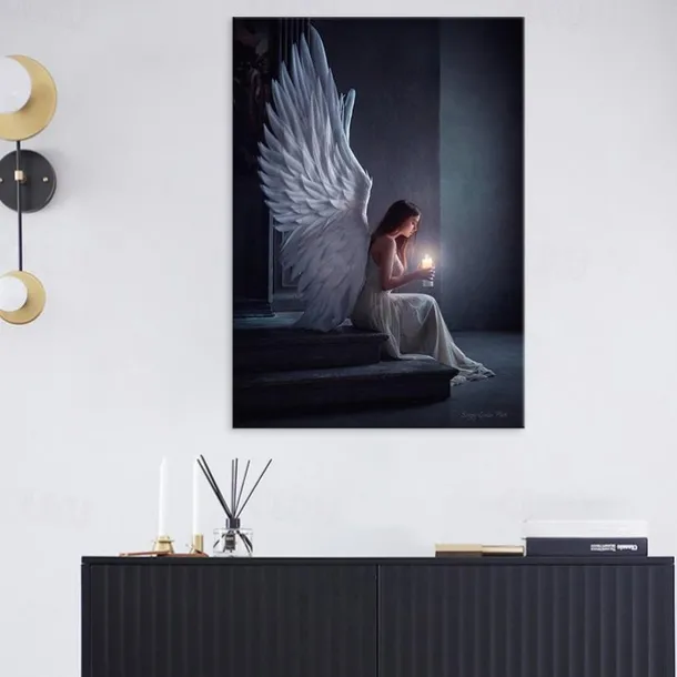 1 Panel People Prints Angel Girl Wall Art Canvas Modern Wall Hanging Gift Home Decoration Rolled Canvas No Frame Unframed Unstretched