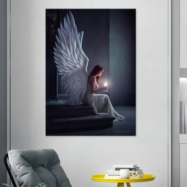 1 Panel People Prints Angel Girl Wall Art Canvas Modern Wall Hanging Gift Home Decoration Rolled Canvas No Frame Unframed Unstretched