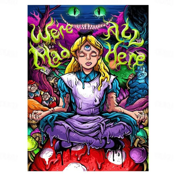 1 Panel Psychedelic Prints Posters/Picture Women Modern Wall Art Wall Hanging Gift Home Decoration Rolled Canvas No Frame Unframed Unstretched