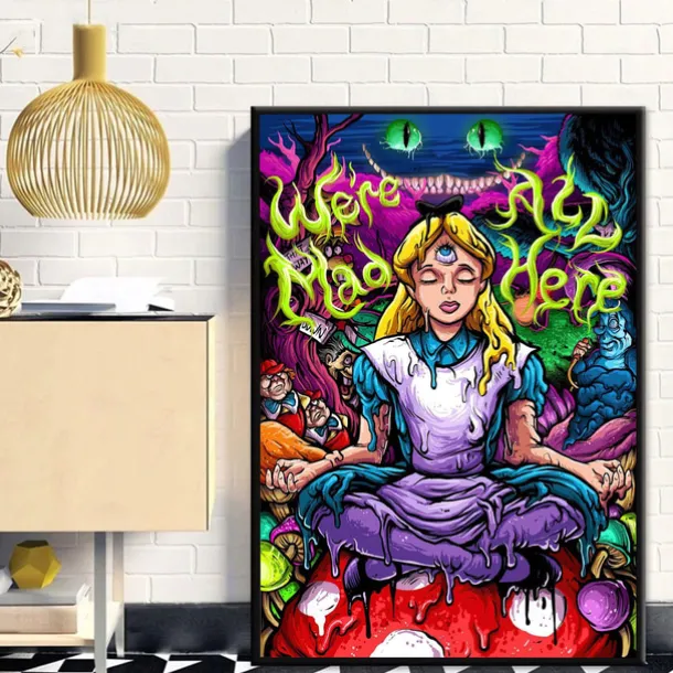 1 Panel Psychedelic Prints Posters/Picture Women Modern Wall Art Wall Hanging Gift Home Decoration Rolled Canvas No Frame Unframed Unstretched