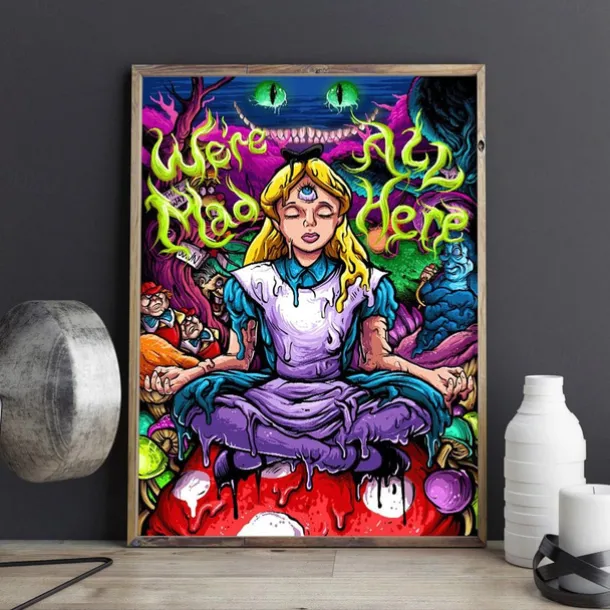 1 Panel Psychedelic Prints Posters/Picture Women Modern Wall Art Wall Hanging Gift Home Decoration Rolled Canvas No Frame Unframed Unstretched