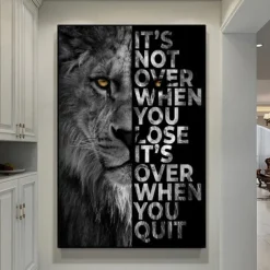 1 Panel Quotes Prints Posters/Picture Animal Lion Letters Inspirational Quotes Modern Wall Art Wall Hanging Gift Home Decoration Rolled Canvas No Frame Unframed Unstretched Multiple Size