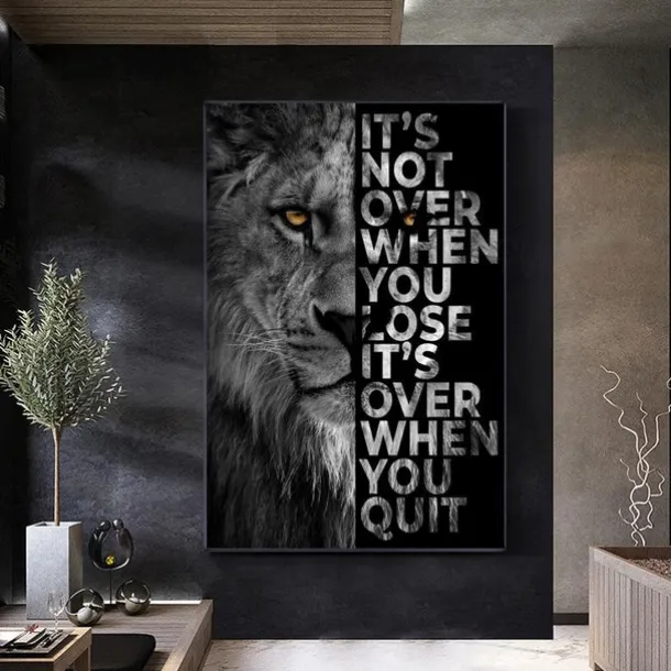 1 Panel Quotes Prints Posters/Picture Animal Lion Letters Inspirational Quotes Modern Wall Art Wall Hanging Gift Home Decoration Rolled Canvas No Frame Unframed Unstretched Multiple Size